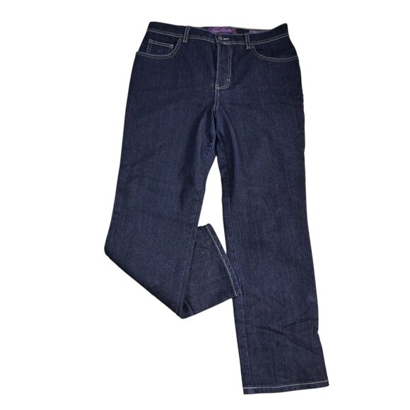 Gloria Vanderbilt Women's Amanda Straight Dark Blue Denim Jeans Sz 10 P - Picture 1 of 7